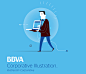 BBVA Corporative Illustration : I was commissioned by BBVA Bank to develop the corporate illustration style that will be integrated to their Global Brand Guidelines.The objective was to achieve a clear and practical illustration style with a corporate app