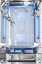 潮国创意_3D立体银蓝色科技风玻璃商品展示柜展台电商场景编号T50620548