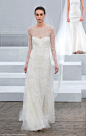 Monique-Lhuillier-Spring-2015-long-sleeve-floral-lattice-A-line-bridal-dress