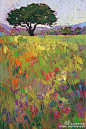 #传奇艺视界# 好绚丽的色彩~Erin Hanson 的油画风景。