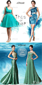 #eDressit礼服欣赏#水绿色、水蓝色，夏季，怎能少得了与“水”相关的色调呢？你喜欢哪款“水”礼服呢？ #时尚#