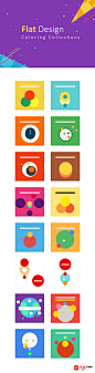 Flat Design Coloring Collections : Flat Design Coloring Collections