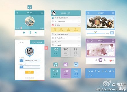 精美的扁平化风格小组件ui设计 http...