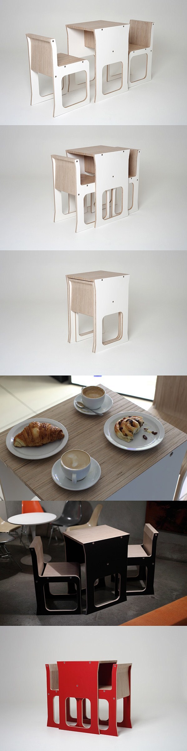 一个紧凑的桌椅设计，主要是为了小厨房或是...