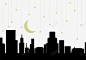城市中挂在天空的星星月亮 晚上 月亮 黑夜 元素 免抠png 设计图片 免费下载 页面网页 平面电商 创意素材