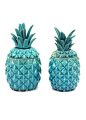 Set of 2 Turquoise Ceramic Pineapple Jars                                                                                                                                                                                 More