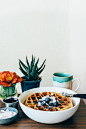 Honey Sesame Waffles with Blueberries 