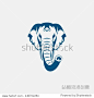 Vector Illustration of elephant head logo design template. flat style