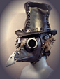 Plague Doctor （欧洲黑死病时期被聘请来识别和隔离病人的医生） 瘟疫医生面具，鸟嘴状尖喙以特殊的药用香气植物和香料充填，用以掩盖死亡的气味，眼部设置红色玻璃目镜保护眼睛，它被认为使配戴者不受邪恶所害。