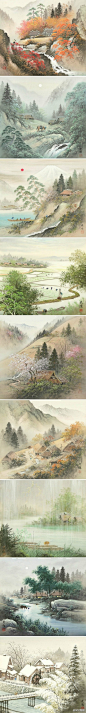 日本画家小島光径(こじま こうけい) 的画作，有如中国式山水画的优美和淡雅。感受画中细腻的情感和雅静氛围。