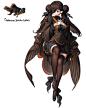 black goldfish girl, Rinotuna : character design inspired by black goldfish(black moor)