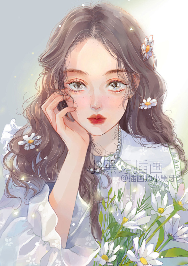 小雏菊女孩_小黑牙爱画画__插画师作品_...