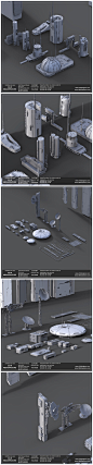 游戏美术素材 3D模型科幻机械环境场景 未来城市组件 三维机械素材 3dmax源文件  3D场景模型贴图  图集 CG原画 3D参考