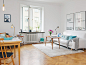 #北欧风格# #白色系家居# #客厅# 家具布置简单又实用，小空间功能齐全却又不拥挤。