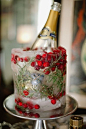 Christmas Cranberry Rosemary Champagne Ice