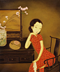 民族旗袍风-中国画家的油画