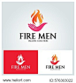 Fire men logo design template. Vector illustration