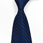 深蓝色藏青色条纹正装领带