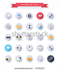 Vector collection of modern, simple, flat and trendy business and office icons with long shadow. - stock vector
