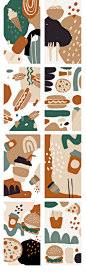 创意个性艺术色块食物快餐饮料抽象图案设计图形元素AI格式素材-淘宝网