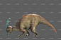 （有动画）副栉龙 写实恐龙 侏罗纪恐龙 有走路 观望 吃草动画