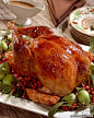 Cranberry-Glazed Turkey with Cranberry-Cornbread Stuffing – Martha Stewart Recipes #food #西餐#