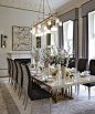 Lighting  all the beautiful design elements in this dining room: 
