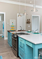 90平米小户型厨房设计装修效果图片#蓝色橱柜#