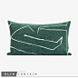 新品现代简约轻奢绿色抽象刺绣靠垫抱枕别墅样板房腰枕