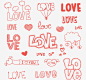 16款红色爱的艺术字矢量素材，素材格式：AI，素材关键词：艺术字,爱心,爱,云朵,情人节,LOVE