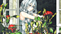 Anime 1920x1080 anime anime girls silver hair window flowers rose original characters