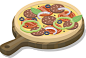 Vector isometric pizza with salami, 3d flat food design.