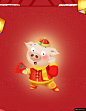 猪年卡通2019红色喜庆红包发财小猪038模板平面设计
