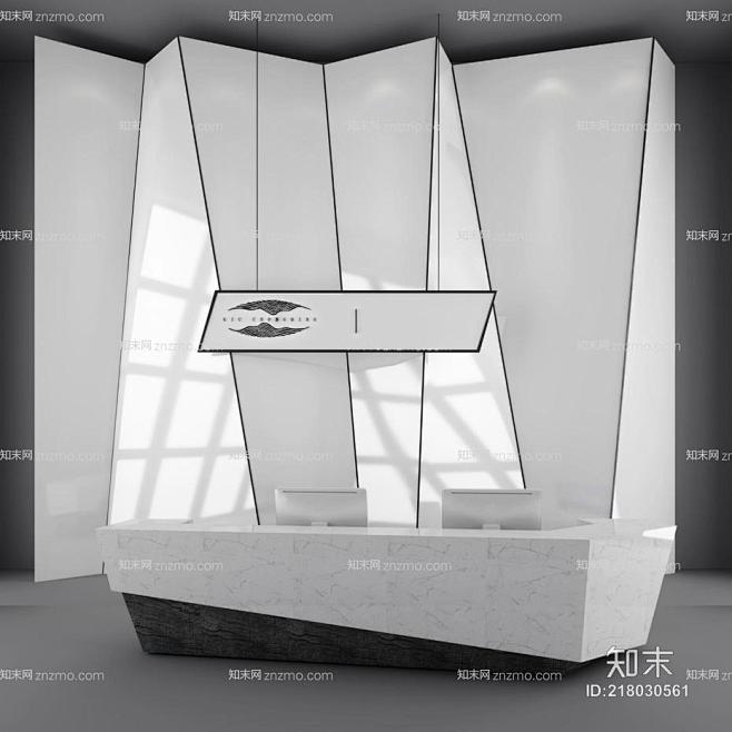 现代办公前台接待台3D模型【ID:218...