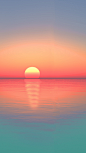 海平面，太阳落山，唯美图片素材