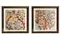 查理夫人 花鸟装饰画 美式卧室床头有框画 双联画手绘油画 13869-淘宝网
