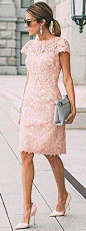 Blush Lace Midi Dress Source Women, Men and Kids Outfit Ideas on our website at 7ootd.com #ootd #7ootd