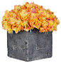 Artificial Home Decor Gold/Burgundy Hydrangea In Large Stone Cube transitional-artificial-flower-arrangements