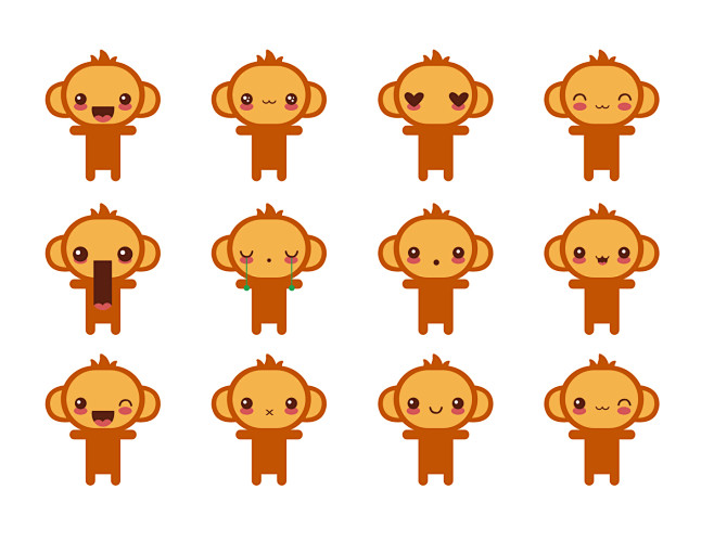 一组小猴子表情设计