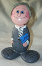 1981 funky fun  hand painted stone rock  statue of CPA  by Lee