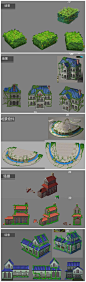游戏美术素材 低模手绘写实Unity3d手游素材 日式卡通Q版建筑植物山石 3D场景模型贴图 3dmax源文件 图集 原画3D参考