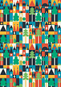 will inspire my "trees are the best neighbors" quilt!        1973 Wrapping Paper by Anna Dunn, via Behance