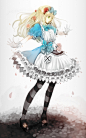 薔薇アリス p站 二次元 插画 少女 头像 手绘 爱丽丝