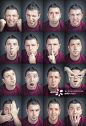 Young Man Facial Expressions Collection Set_创意图片