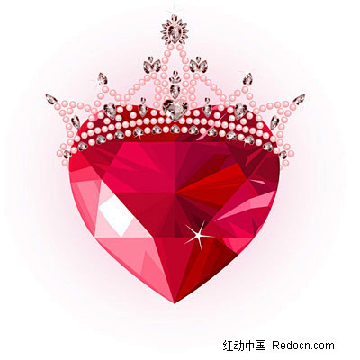 红色皇冠心形珠宝矢量素材-生活百科