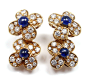 VAN CLEEF & ARPELS Yellow Gold Diamond Sapphire Flower Earrings image 4