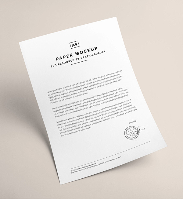 Free A4 Paper PSD Mo...