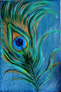 Peacock Feather Oil painting of a peacock feather Paintings available at LaraOlivaArt.etsy.com