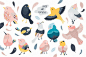 动物手绘文艺燕子彩色卡通小鸟装饰图案PNG免抠+AI设计素材 (3)