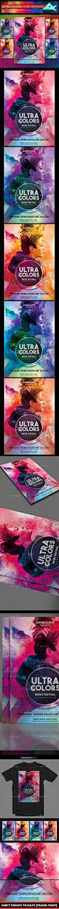 现代多姿多彩的PSD海报模板  Ultra Colors Photoshop Flyer Template [psd]  